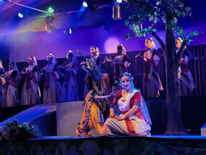 Krishna themed stage performance during Nalbari Raas